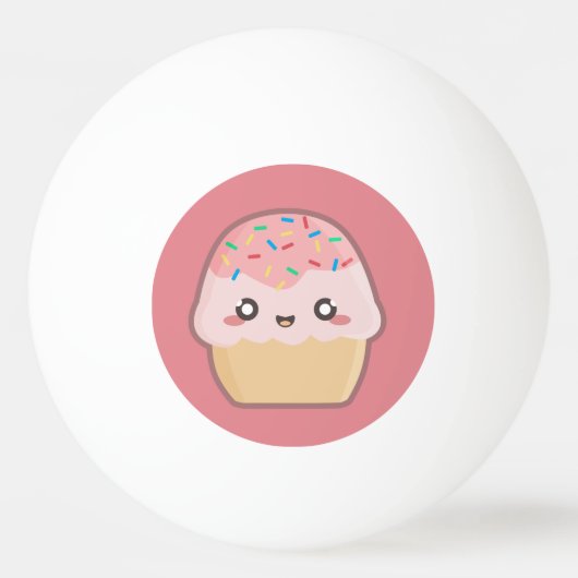Kawaii cupcake pingpongbal (Voorkant)
