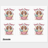 Kawaii Cupcake Pup: Zoet als suiker! Vierkante Sticker (Vel)
