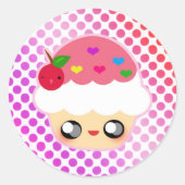 Kawaii Cupcake! Ronde Sticker (Voorkant)