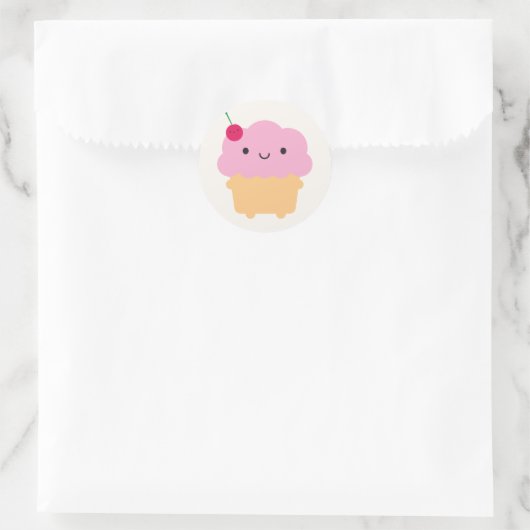 Kawaii Cupcake Ronde Sticker (Tas)