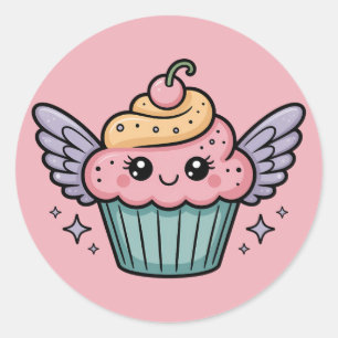 Kawaii Cupcake Ronde Sticker