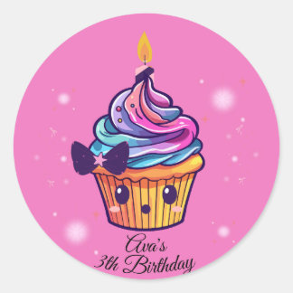 kawaii cupcake ronde sticker