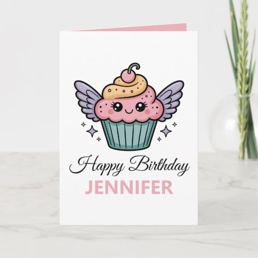 Kawaii Cupcake | verjaardagsgroet Kaart (Voorkant)
