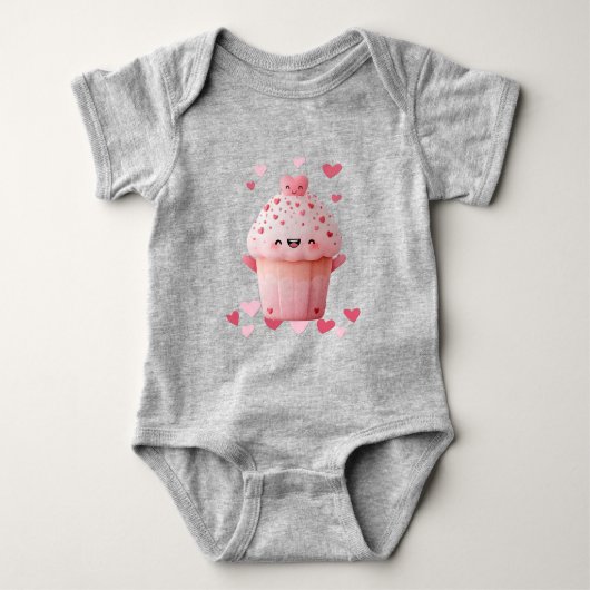 Kawaii Cupcake With Hearts Romper (Voorkant)