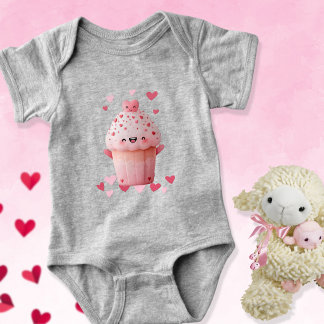 Kawaii Cupcake With Hearts Romper