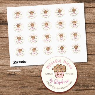 Kawaii Cupcake Zelfgemaakte Cupcake Product Labels