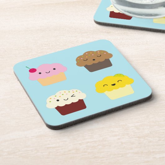 Kawaii Cupcakes Bier Onderzetter (Linkerzijde)