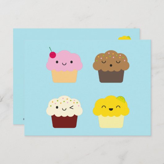 Kawaii Cupcakes Briefkaart (Voorkant / Achterkant)