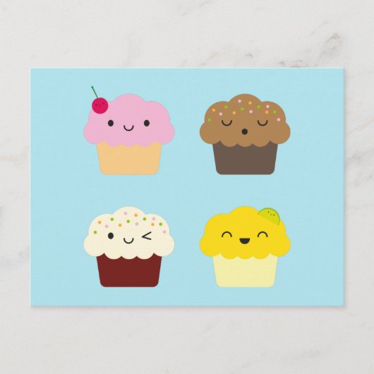 Kawaii Cupcakes Briefkaart (Voorkant)