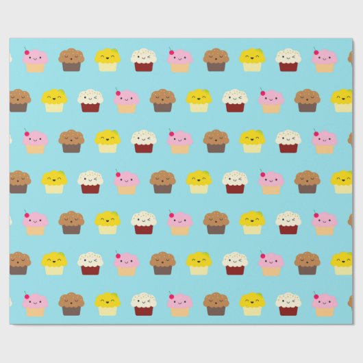 Kawaii Cupcakes Cadeaupapier (Vlak)