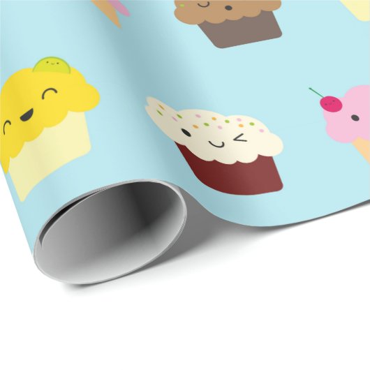 Kawaii Cupcakes Cadeaupapier (Rol Hoek)