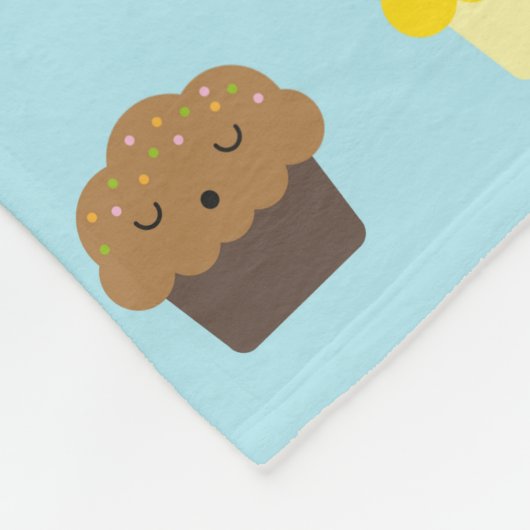 Kawaii Cupcakes Fleece Deken (Hoek)