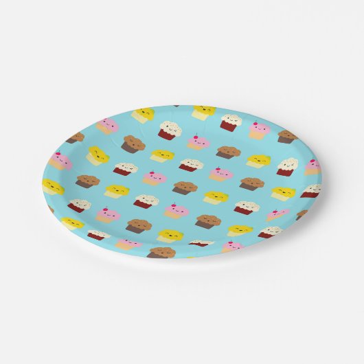 Kawaii Cupcakes Papieren Bordje (Gekanteld)