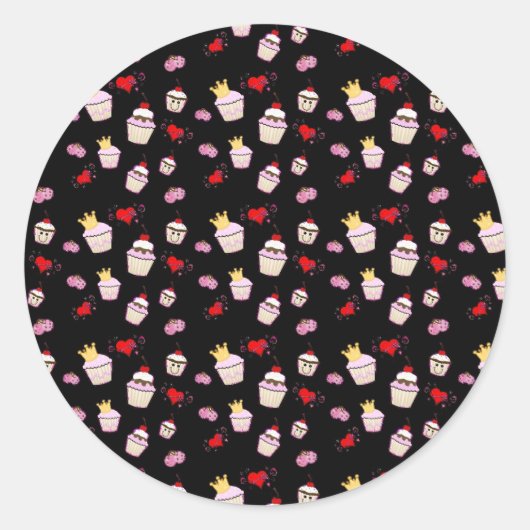 Kawaii Cupcakes Patroon accessoires Ronde Sticker (Voorkant)