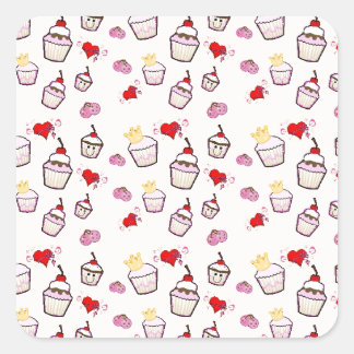 Kawaii Cupcakes Patroon accessoires Vierkante Sticker