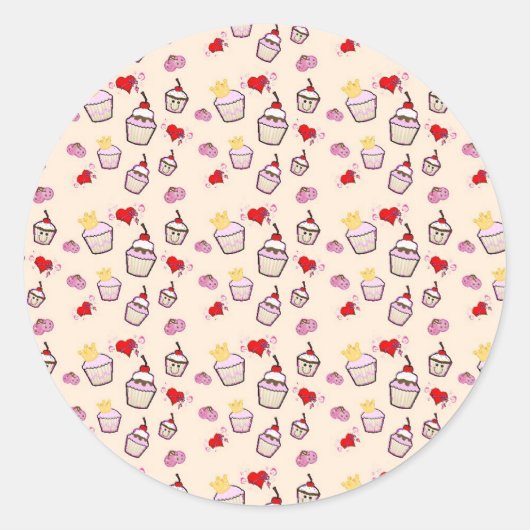 Kawaii Cupcakes Pattern accessoires Ronde Sticker (Voorkant)