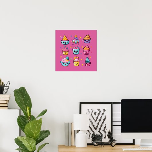Kawaii cupcakes poster (Thuiskantoor)