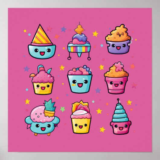Kawaii cupcakes poster (Voorkant)