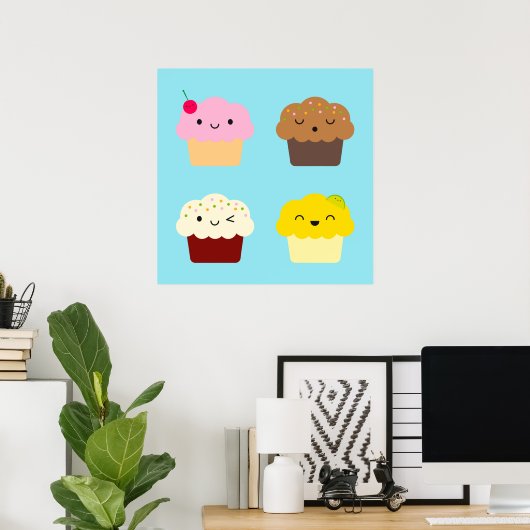Kawaii Cupcakes Poster (Thuiskantoor)