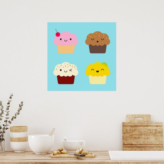 Kawaii Cupcakes Poster (Keuken)
