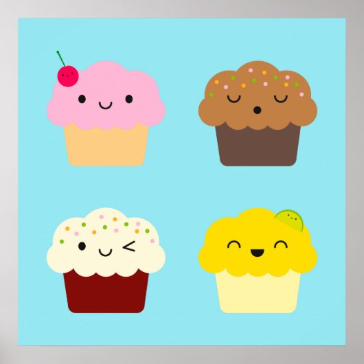 Kawaii Cupcakes Poster (Voorkant)