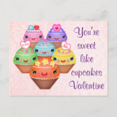 Kawaii Cupcakes Valentijnsdag Briefkaart (Voorkant)