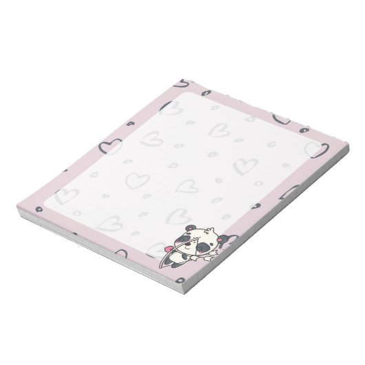 Kawaii Cupid Panda & Hearts Notitieblok (Linkerzijde)