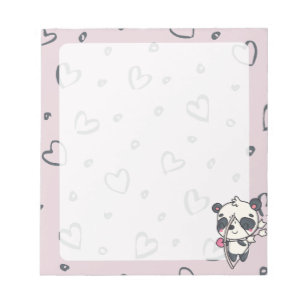 Kawaii Cupid Panda & Hearts Notitieblok