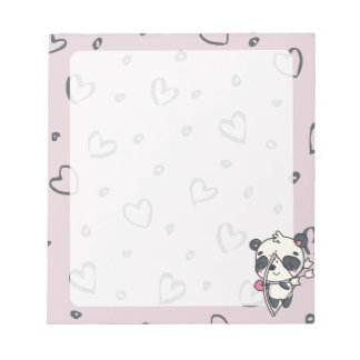 Kawaii Cupid Panda & Hearts Notitieblok