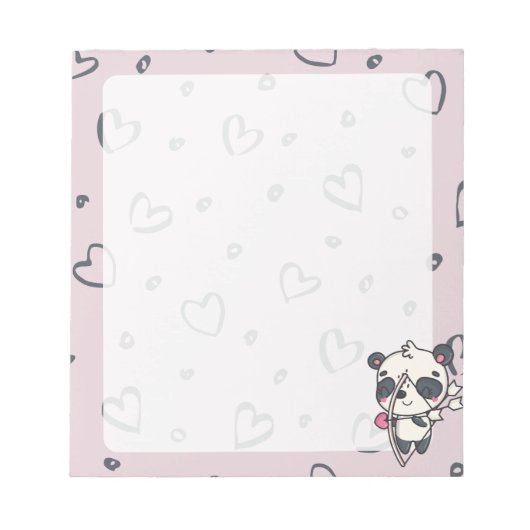 Kawaii Cupid Panda & Hearts Notitieblok (Voorkant)