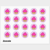 Kawaii Cuppy Cake roze cupcake Ronde Sticker (Vel)