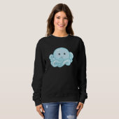 Kawaii Cute Aesthetic Happy Pastel Blue Octopus Trui (Voorkant volledig)