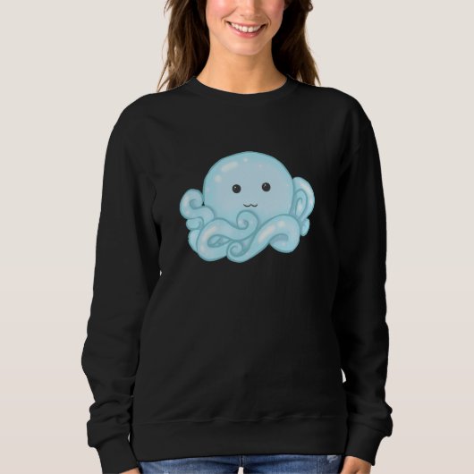 Kawaii Cute Aesthetic Happy Pastel Blue Octopus Trui (Voorkant)