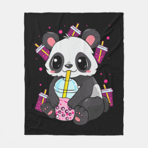 Kawaii Cute Anime Panda Boba Bubble Tea Otaku Men Fleece Deken
