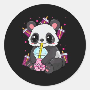Kawaii Cute Anime Panda Boba Bubble Tea Otaku Men Ronde Sticker