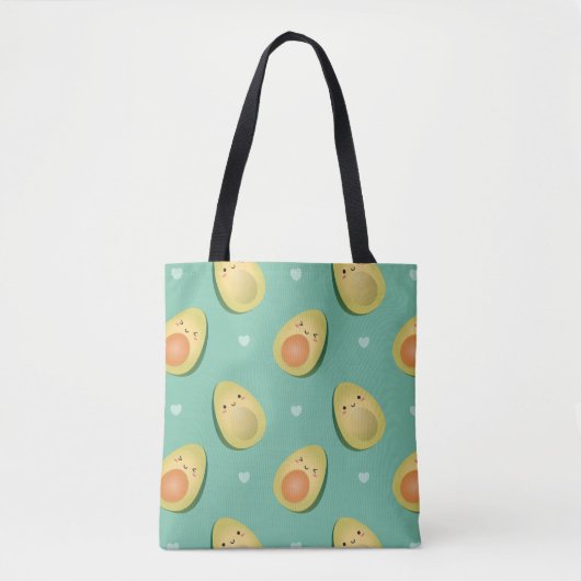 Kawaii Cute Avocados Let's Avocuddle Pattern Tote Bag (Voorkant)