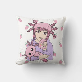 Kawaii Cute Axolotl Strawberry Milk Anime Kussen