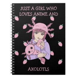 Kawaii Cute Axolotl Strawberry Milk Anime Notitieboek