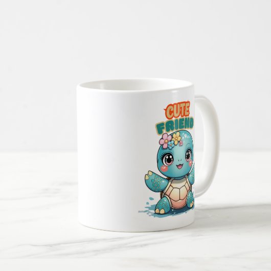 Kawaii Cute Baby Turtle Mug Koffiemok (Voorkant rechts)
