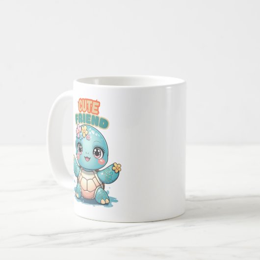 Kawaii Cute Baby Turtle Mug Koffiemok (Voorkant links)