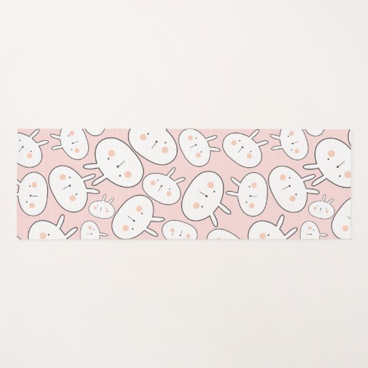 Kawaii Cute Big Bunny Rabbits Pattern Yogamat (Voorkant (horizontaal))