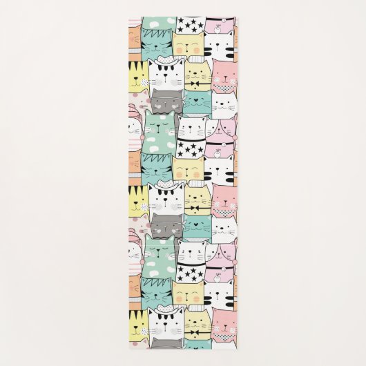 Kawaii Cute Big Cats Pattern Yogamat (Voorkant)