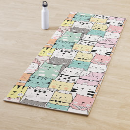 Kawaii Cute Big Cats Pattern Yogamat