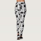 Kawaii Cute Black en White Cat Pattern Leggings (Achterkant)