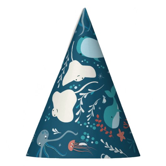 Kawaii Cute Blue Whales and Zee Life. Feesthoedjes (Links)