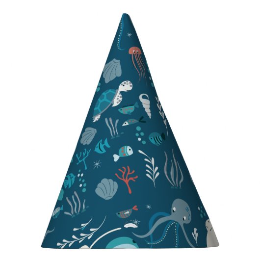 Kawaii Cute Blue Whales and Zee Life. Feesthoedjes (Rechts)