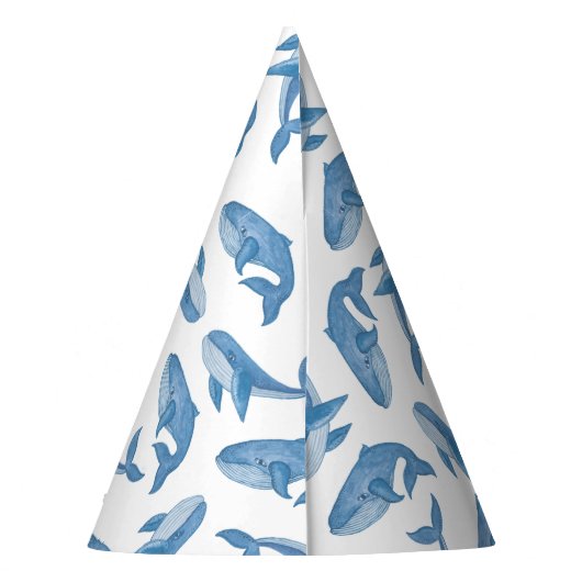 Kawaii Cute Blue Whales Pattern. Feesthoedjes (Achterkant)