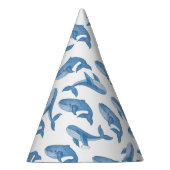 Kawaii Cute Blue Whales Pattern. Feesthoedjes (Rechts)