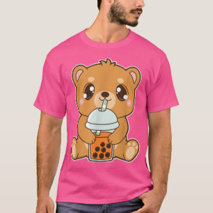 Kawaii Cute Boba Grizzly Beer Thai Ice Bubble Pear T-shirt