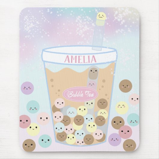 Kawaii Cute Bubble Pearl Milk Tea Tapioca Boba Muismat (Voorkant)